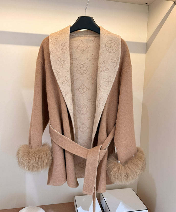 【outer】ファー付リバーミドルコート　N3870