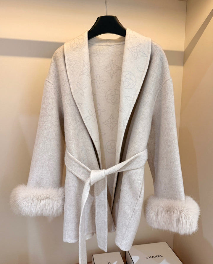 【outer】ファー付リバーミドルコート　N3870