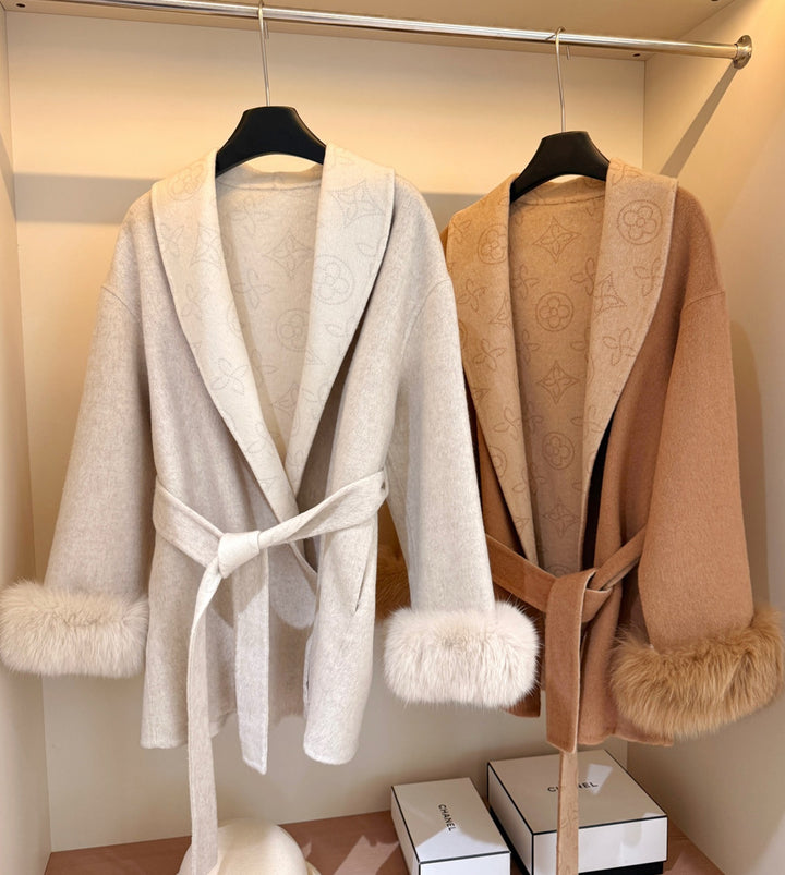 【outer】ファー付リバーミドルコート　N3870