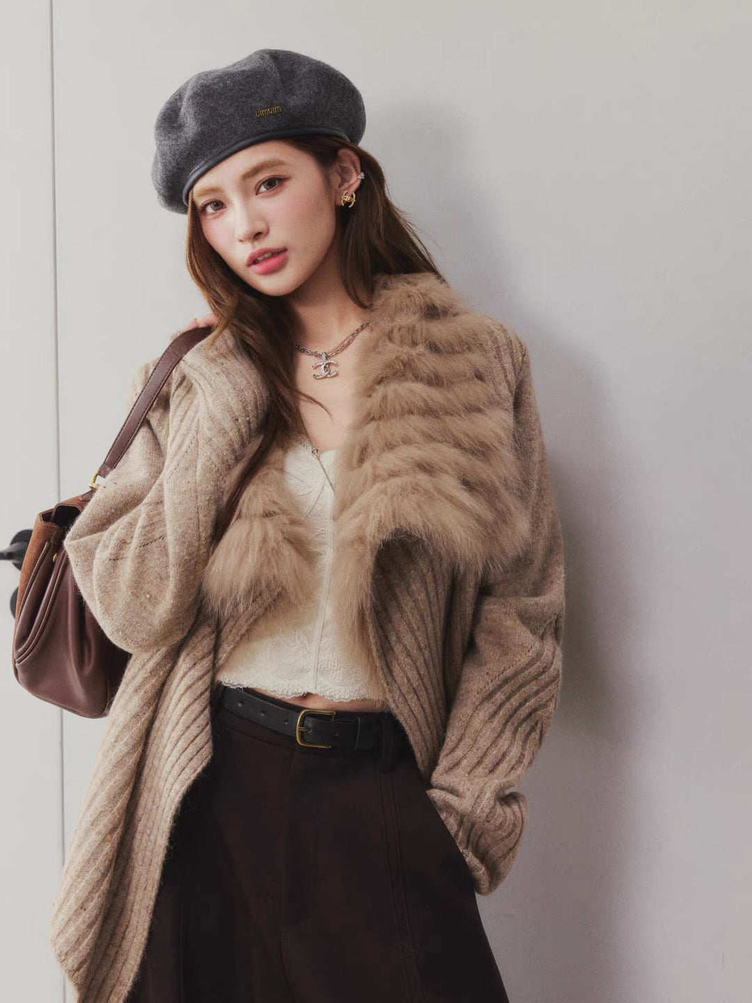 【outer】ファーニットカーディガン N3875