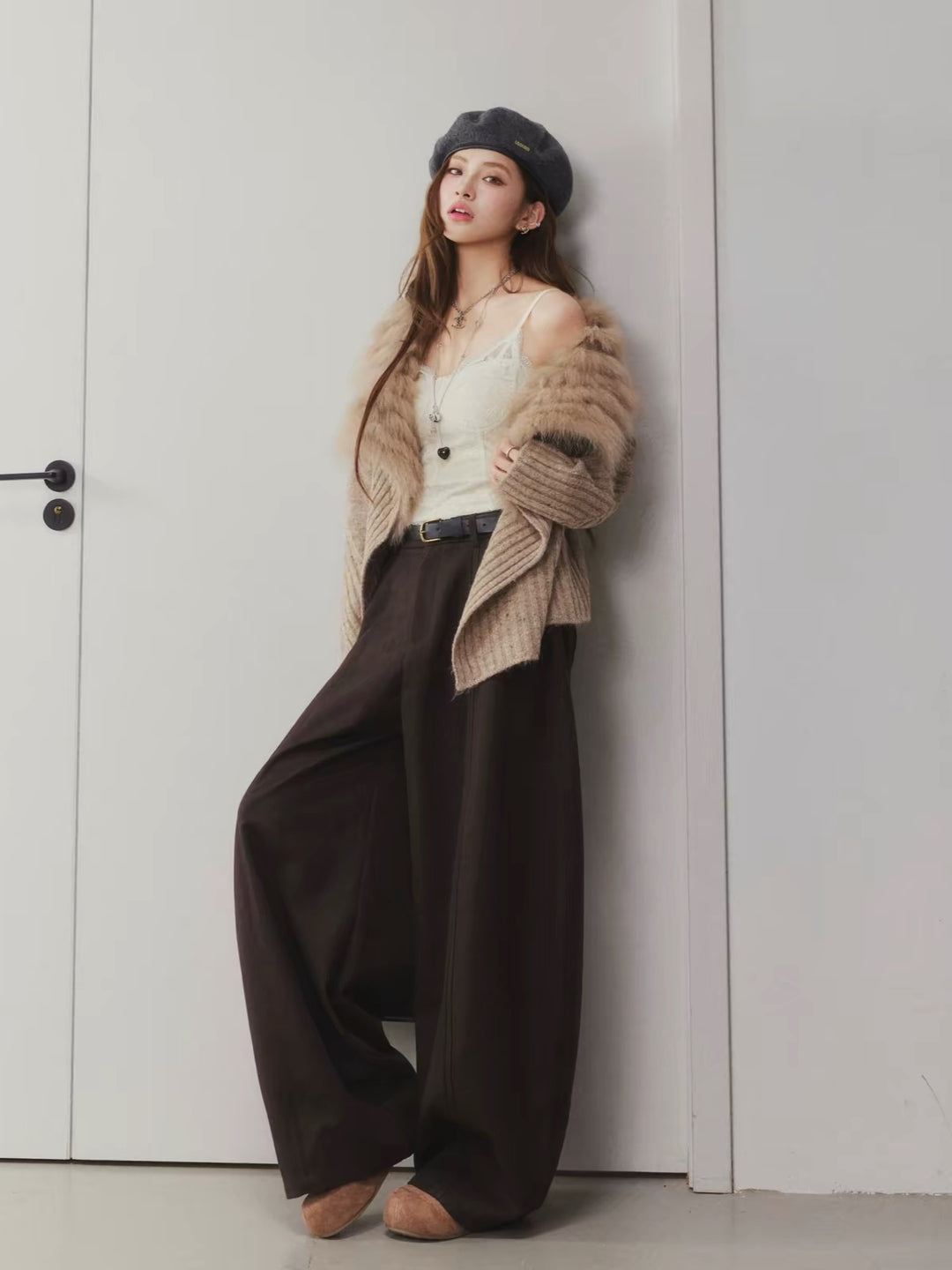 【outer】ファーニットカーディガン N3875