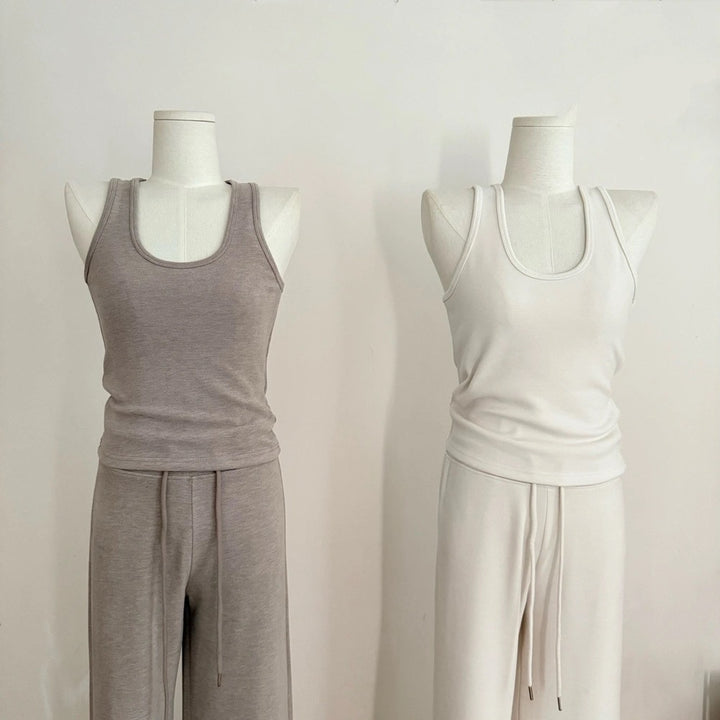 【set】パーカー×ノースリーブトップス×ワイドパンツ3点セット N3877