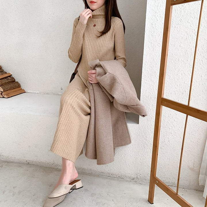【dress】人気アイテム ! ハイネックニットワンピース　M17662
