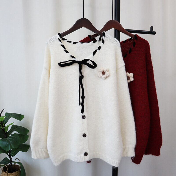 【outer】立体フラワーニットカーデ　M27291