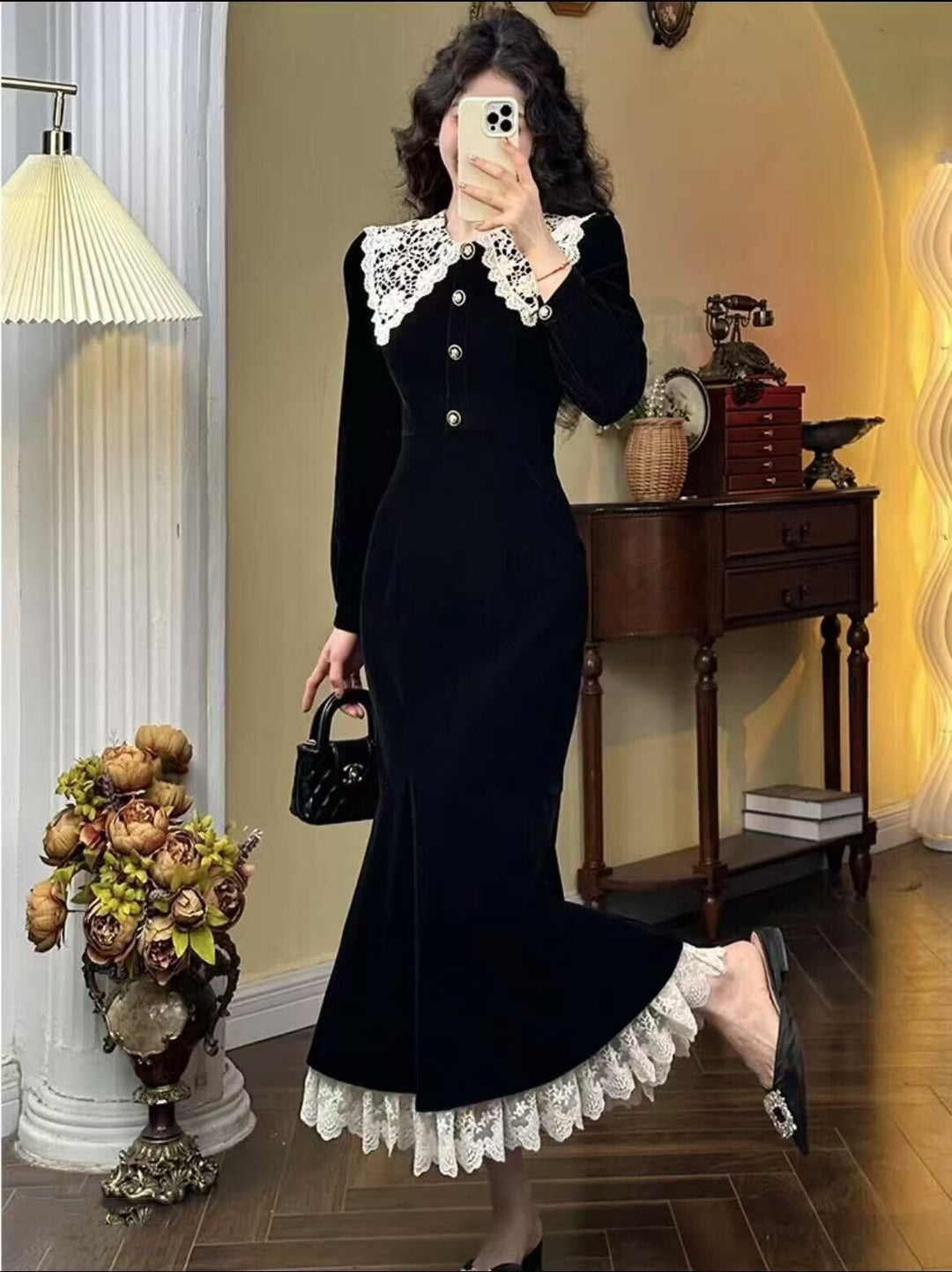 【dress】レースカラーマーメイドデートワンピース　N2915