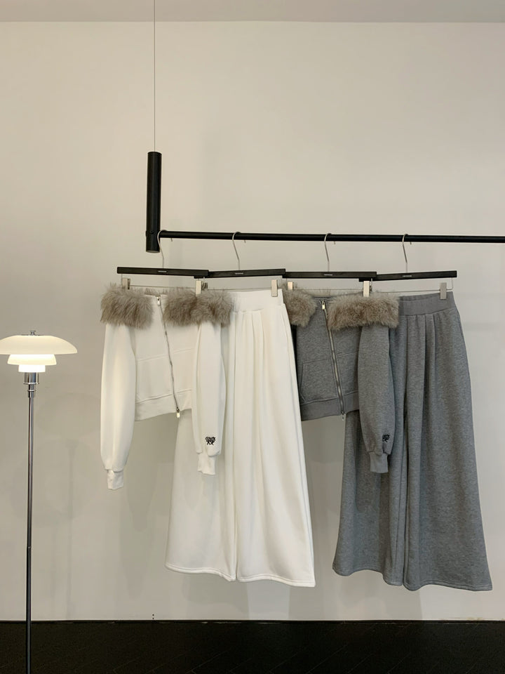 【set】オフショルファートップス×ワイドパンツセット  K0648