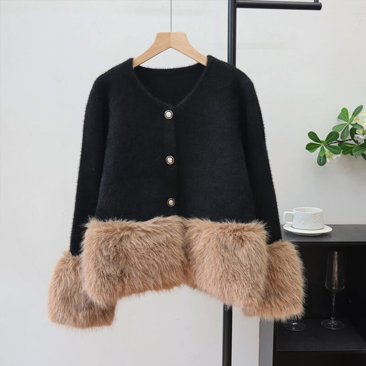 【outer】ファードッキングニットコート Q7031
