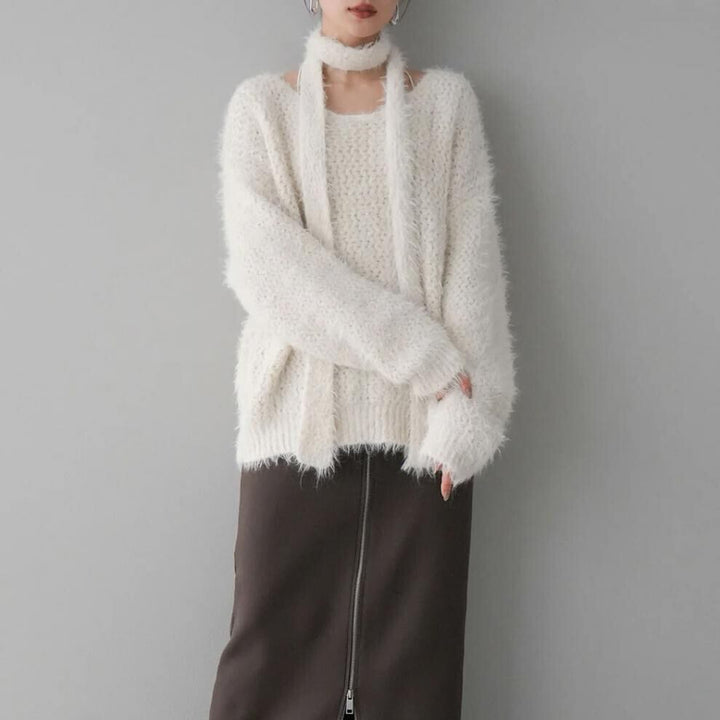 【tops】Vネックチョーカー付ニットセーター　M17997