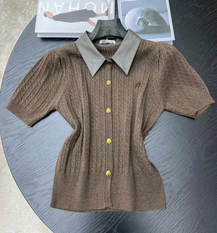 【tops】ポロネックニットトップス Q8938