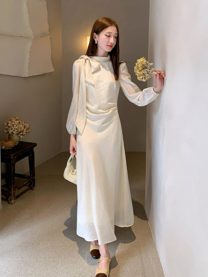 【dress】リボン付きロングワンピース Q8961