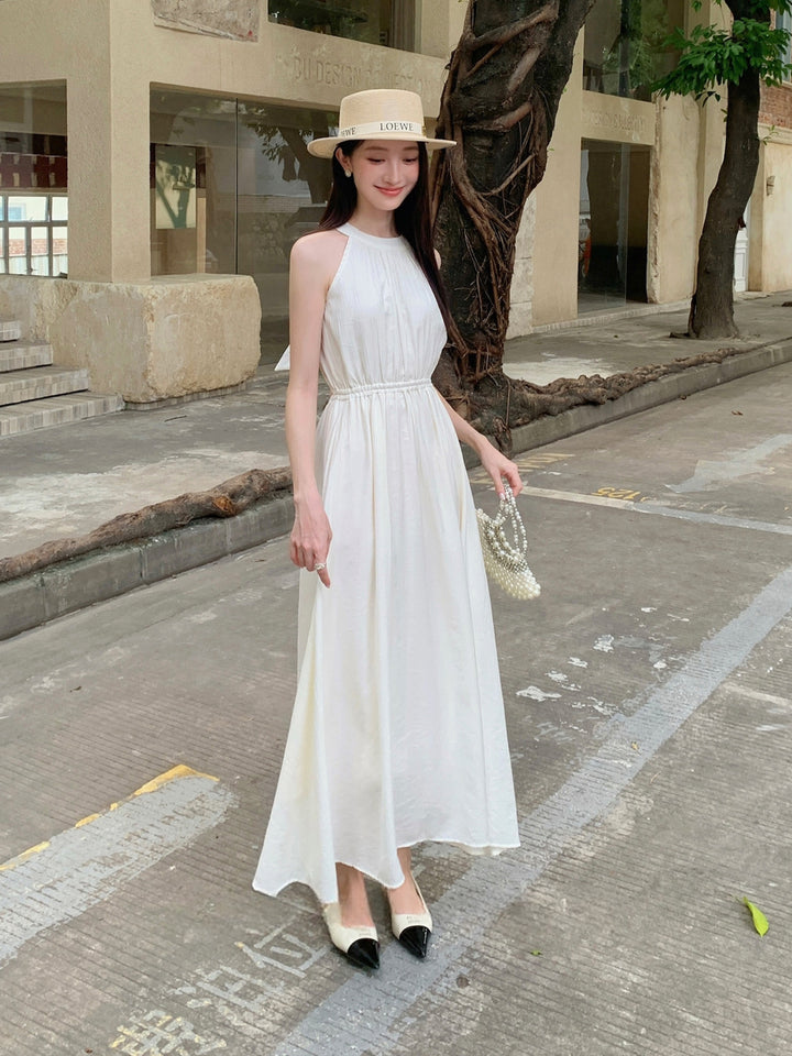 【dress】ノースリーブバックリボンロングワンピース Q8650