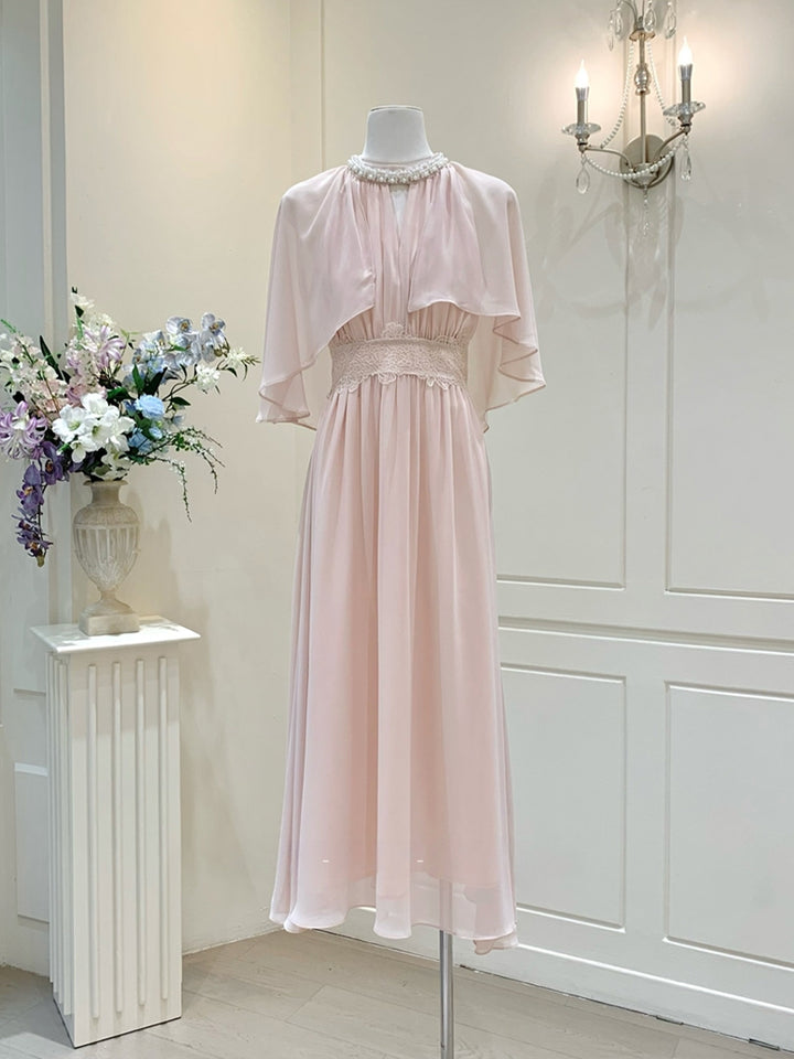 【dress】パール付きロングワンピース Q8684