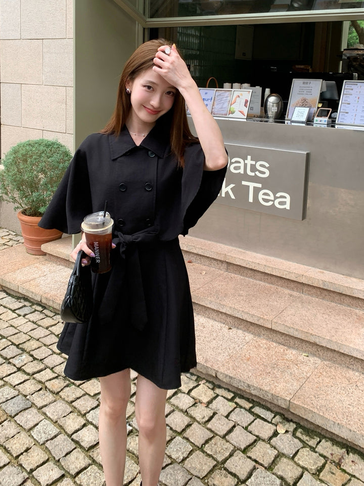 【dress】半袖ケープワンピース Q8963