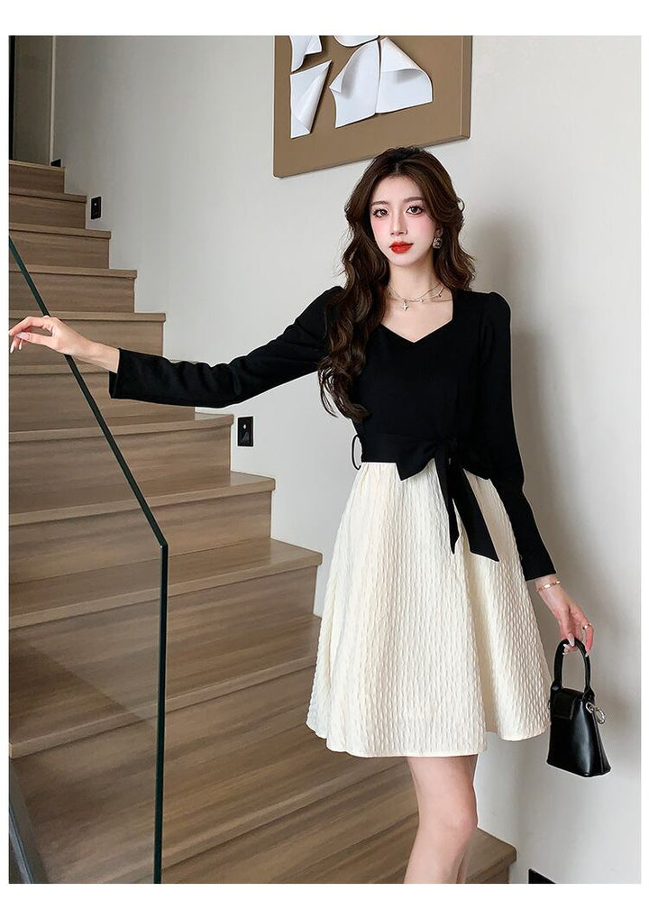 【dress】リボン付き切り替えワンピース　M29549