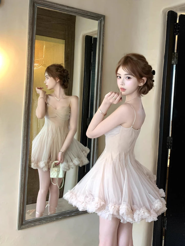 【dress】ギャザーフリルチュールミニワンピース Q8417