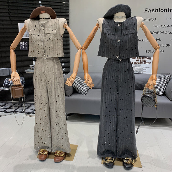【set】ノースリーブトップス×ワイドパンツセット　M24990