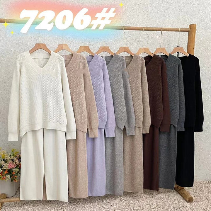 【set】ニットセーター×ワイドパンツセット　M25862
