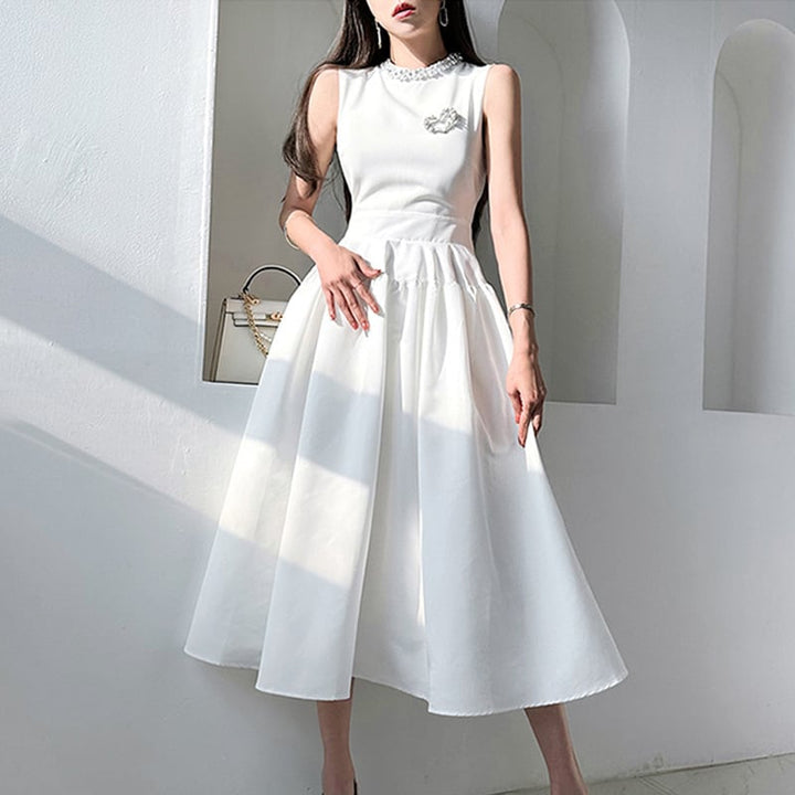 【dress】パールノースリーブワンピース　M24284