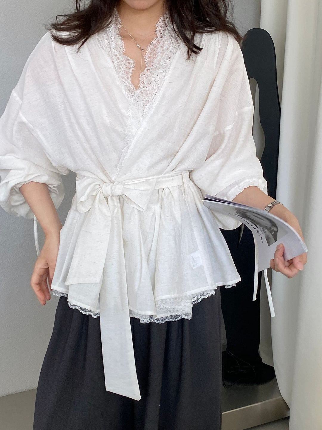 【tops】レースドッキングトップス Q8244