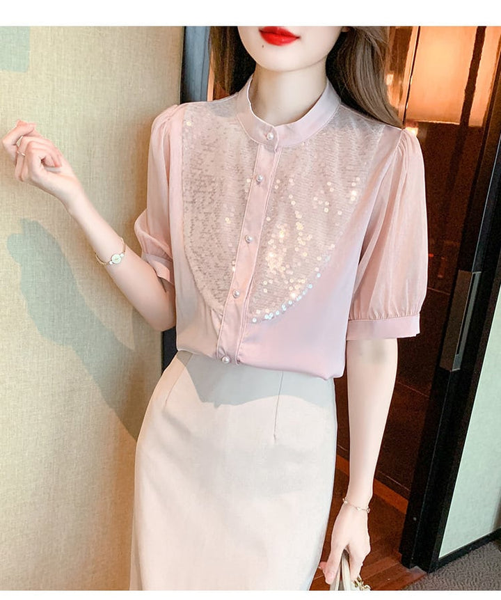 【tops】存在感 スウィートオシャレシャツトップス　M16788