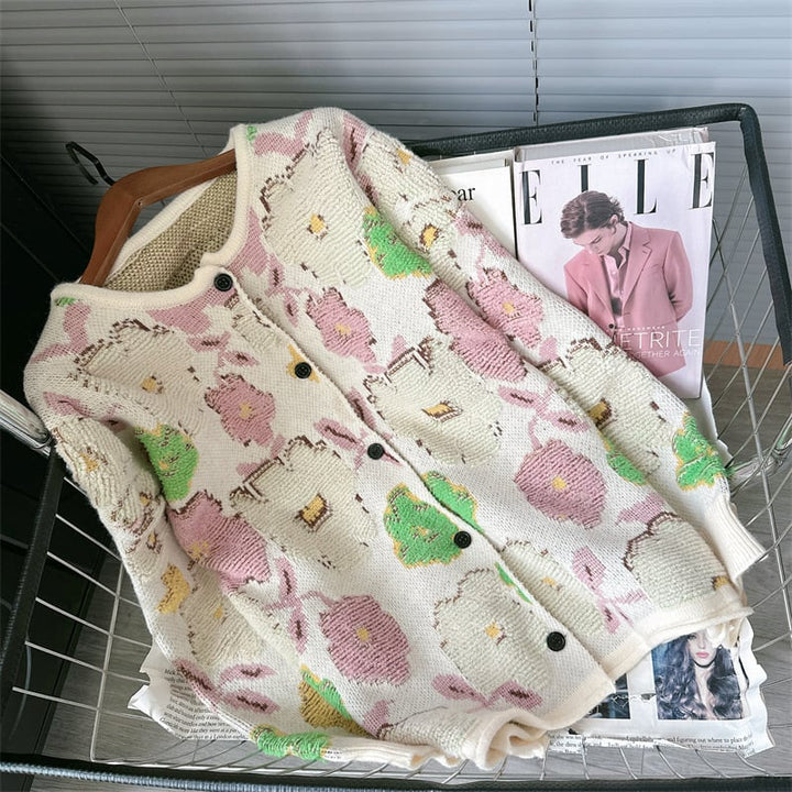 【outer】プリントニットカーデ　M26376