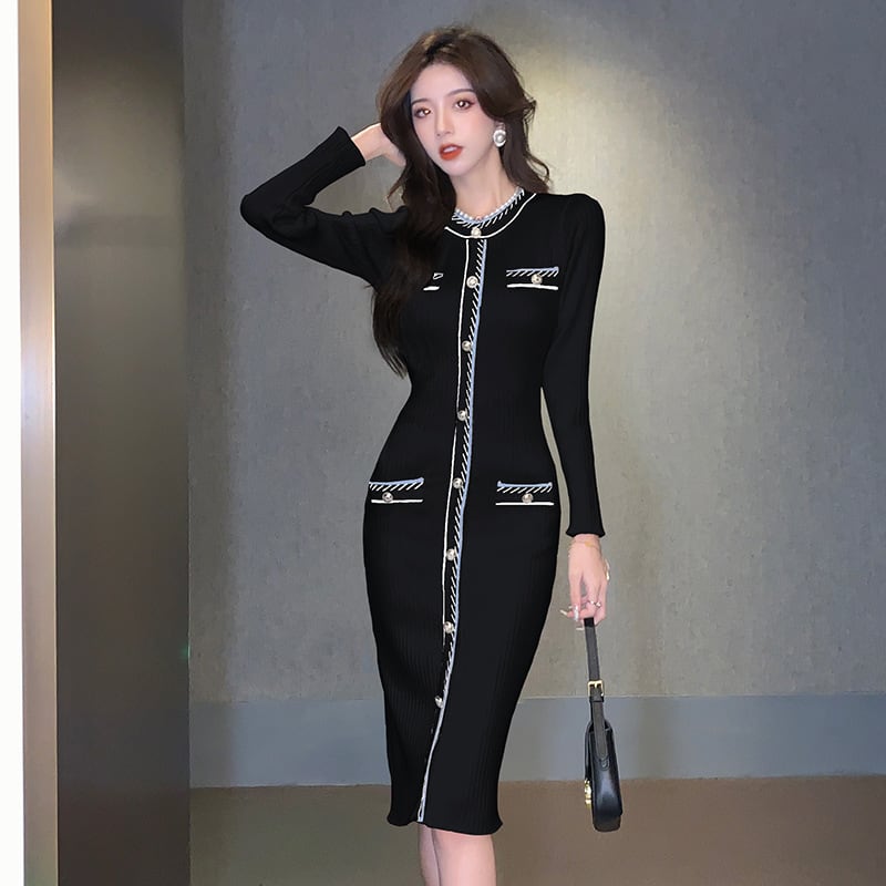 【dress】目立つ！エレガントニットワンピース　M17624