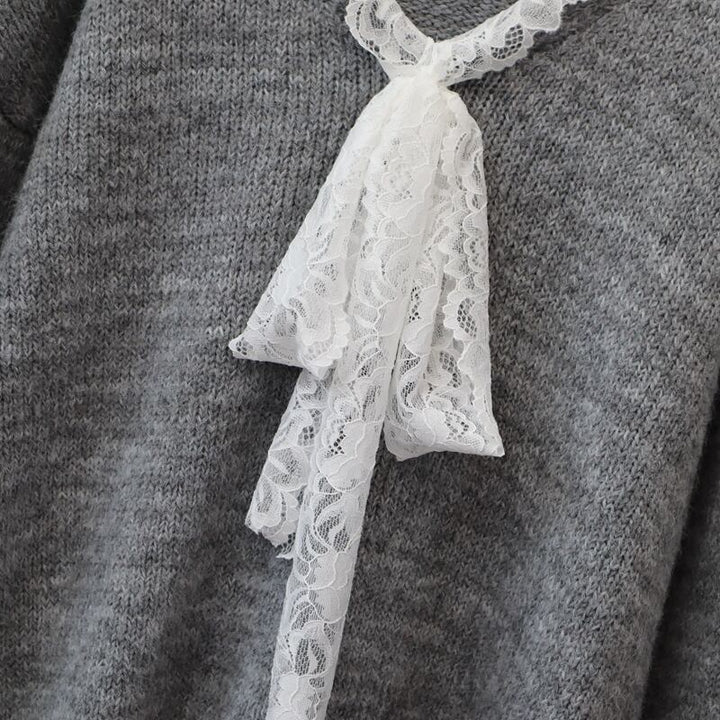 【tops】レース切り替えニットセーター　M27167
