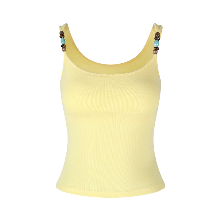 【tops】胸パット付きビーズショルダーキャミソール Q8573