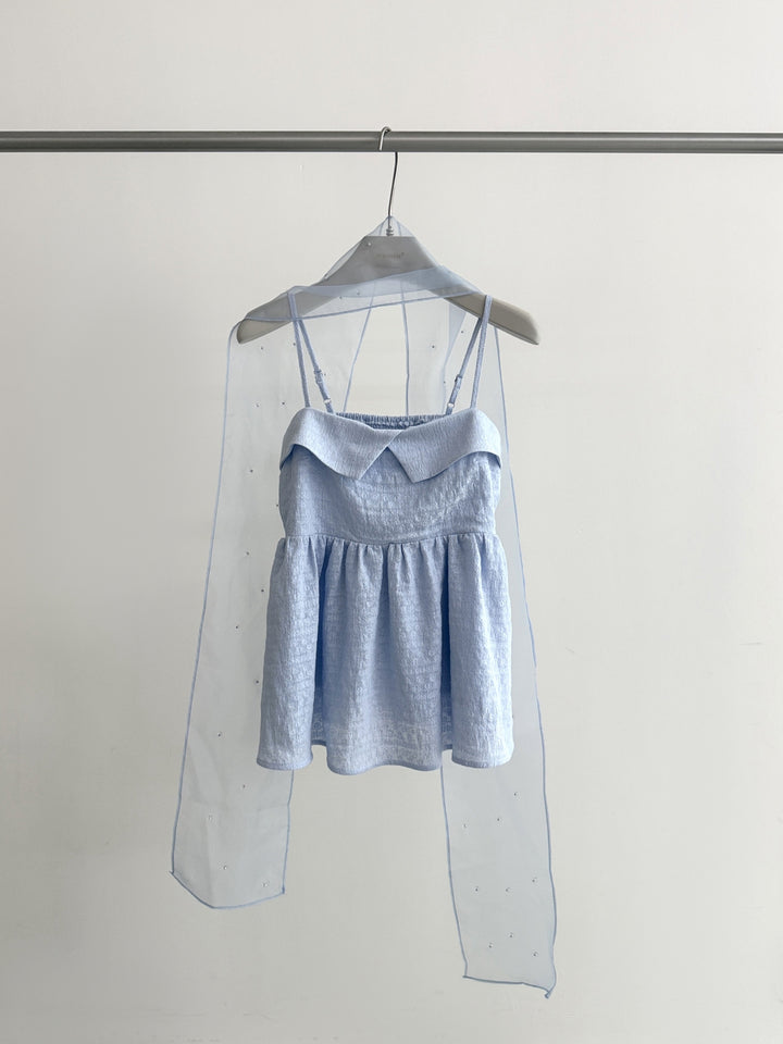 【tops】スカーフ付きフレアキャミソール Q8666