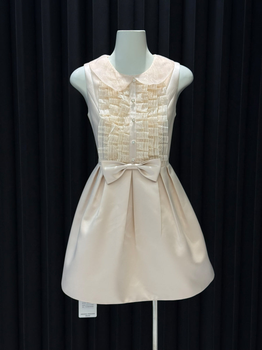 【dress】ノースリーブレースギャザーフリルワンピース Q8700