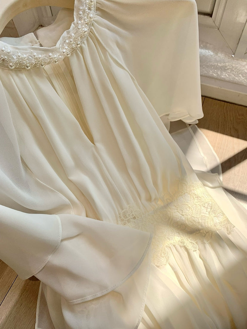 【dress】パール付きロングワンピース Q8684