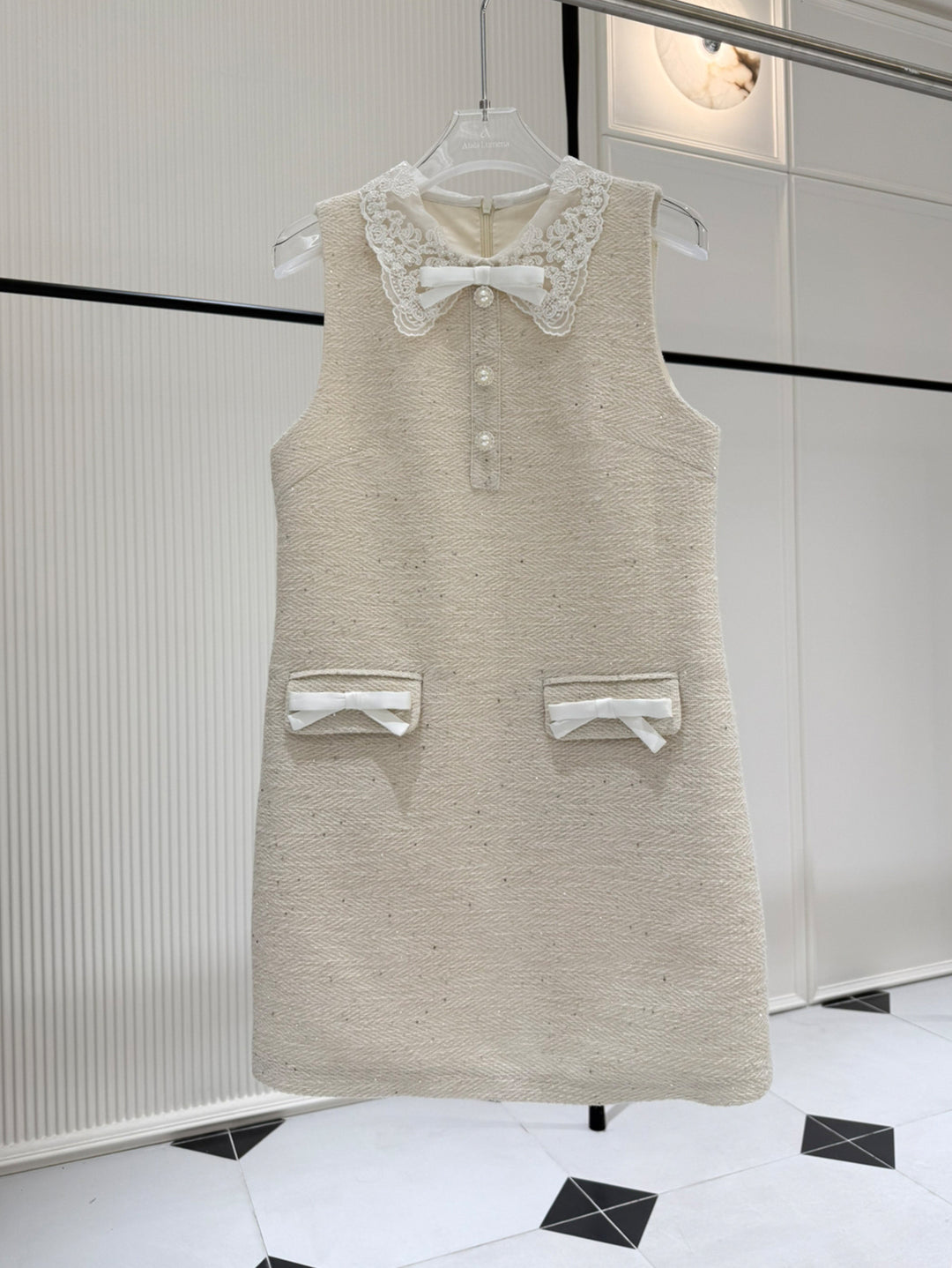【dress】レースドッキングノースリーブワンピース Q8996