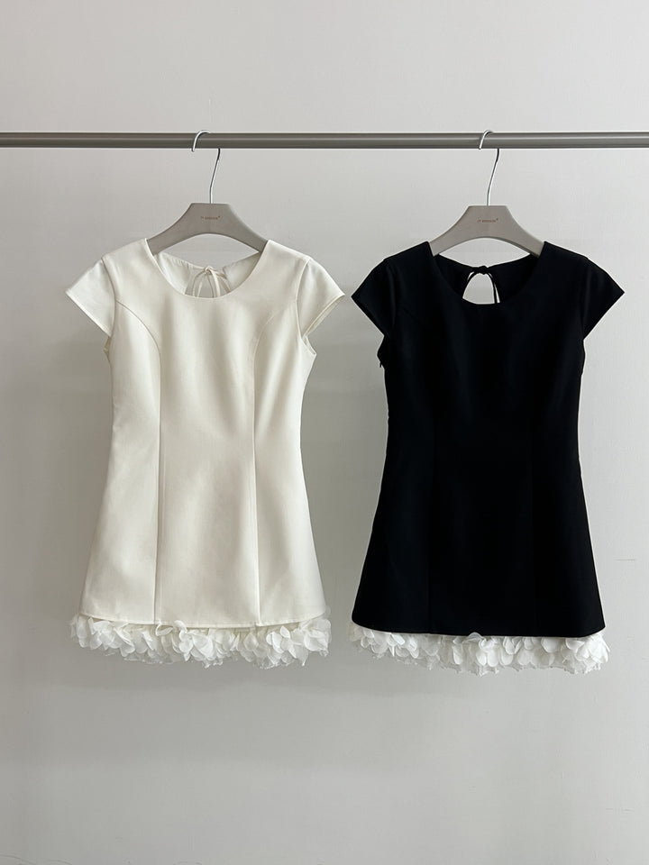 【dress】バックオーポンギャザーフリルミニワンピース Q8665