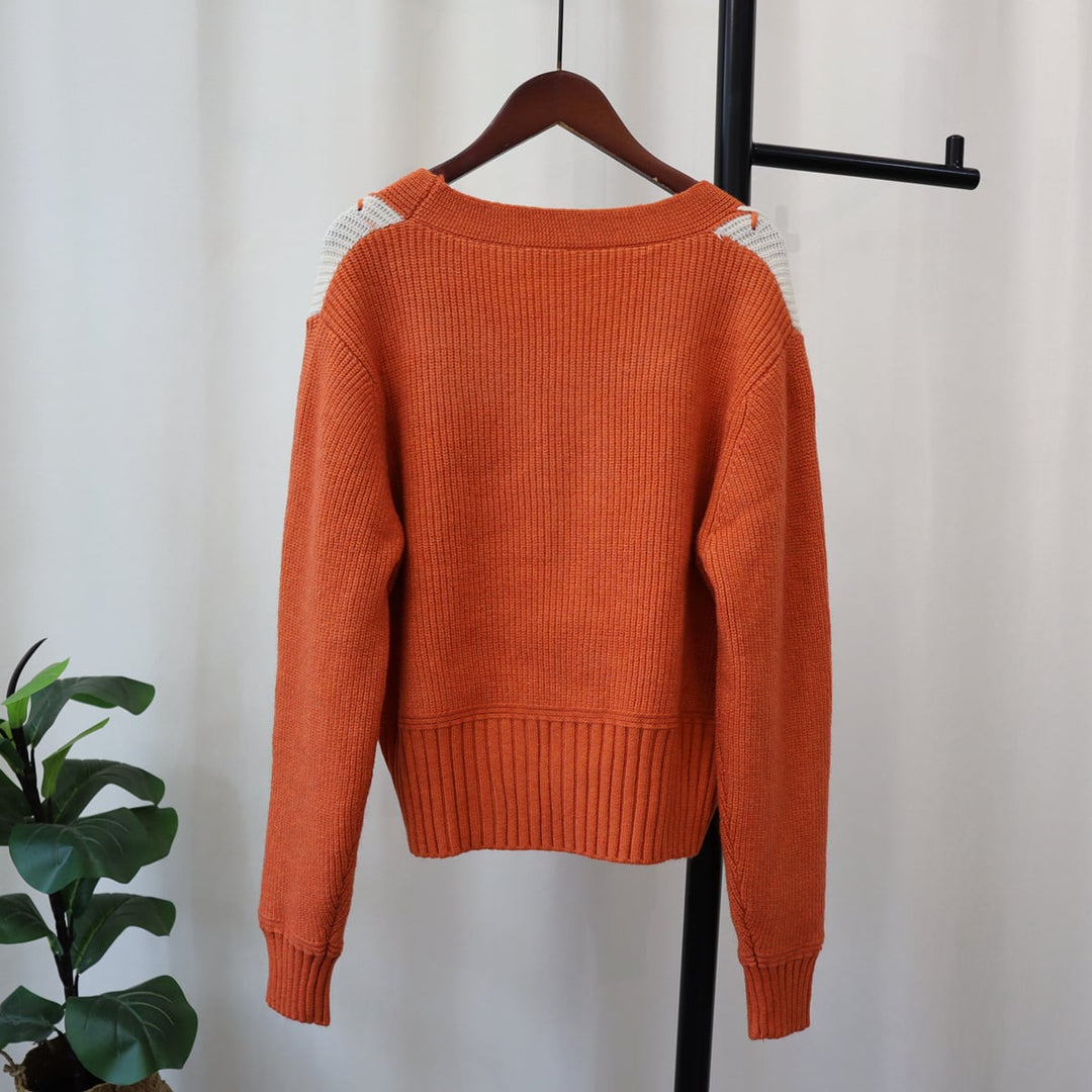 【outer】配色Vネックニットカーデ　M18263