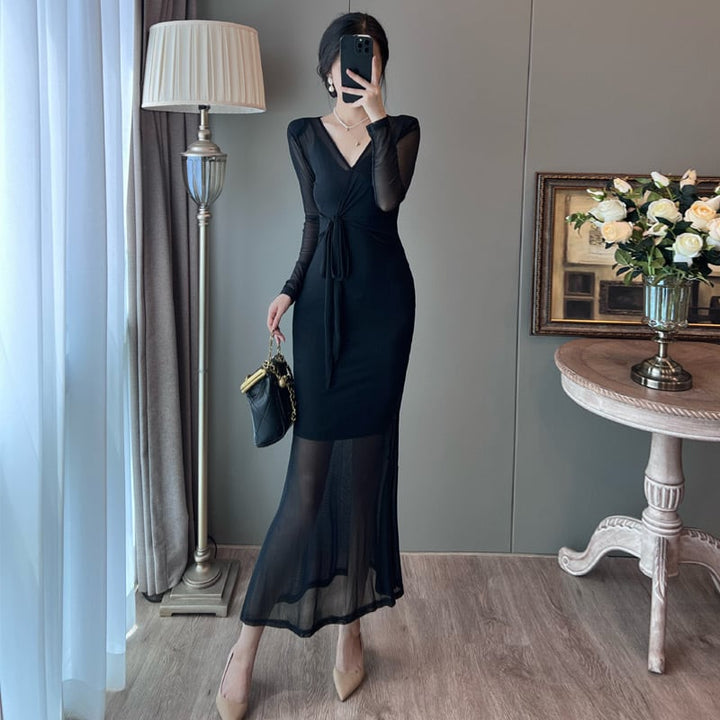 【dress】Vネックマーメイドデートワンピース　M17716
