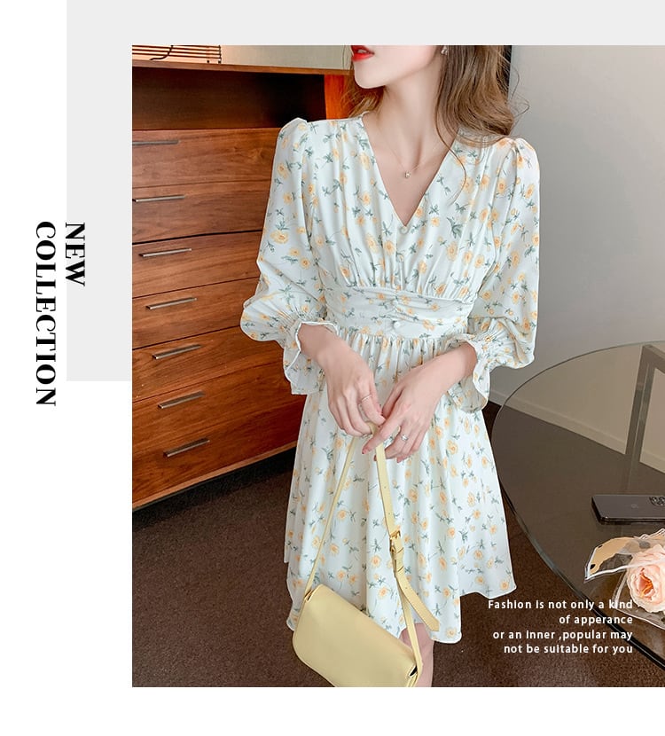 【dress】存在感 スウィートオシャレ花柄ワンピース　M17070