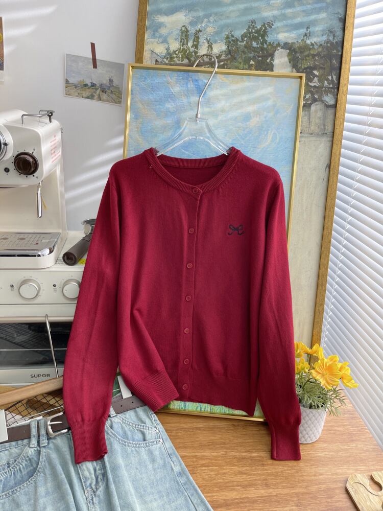 【outer】リボン刺繍カーディガン     N2825