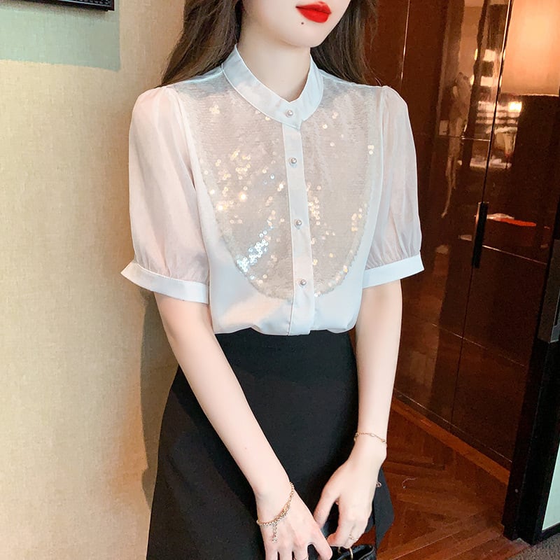 【tops】存在感 スウィートオシャレシャツトップス　M16788