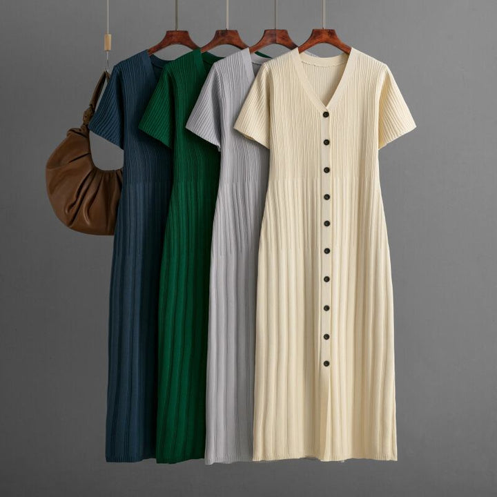 【dress】ボタンデザインニットワンピース　M29735