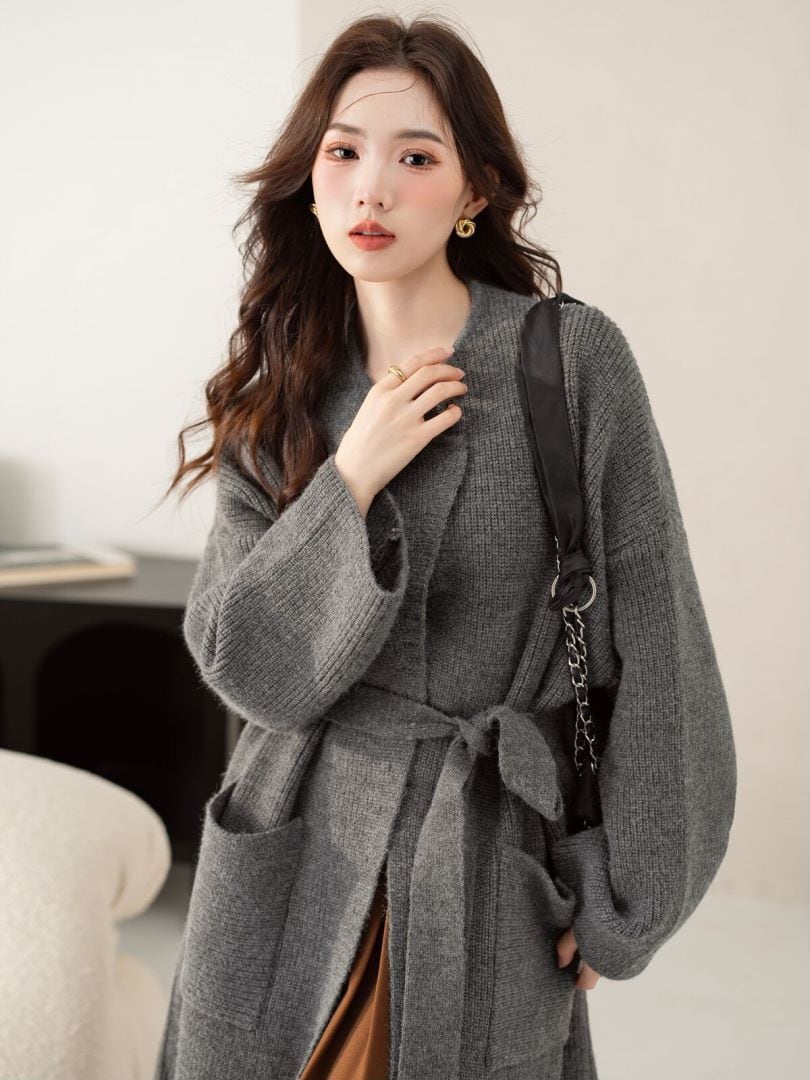 【outer】ロング丈ニットカーデ　M26713