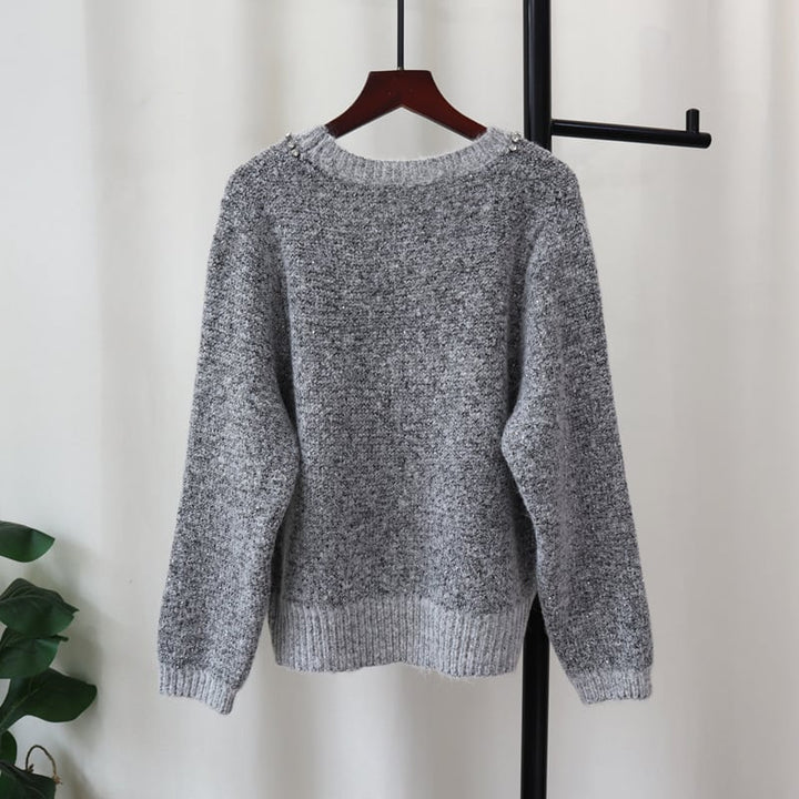 【tops】ビジューリボン付きニットセーター　M28375