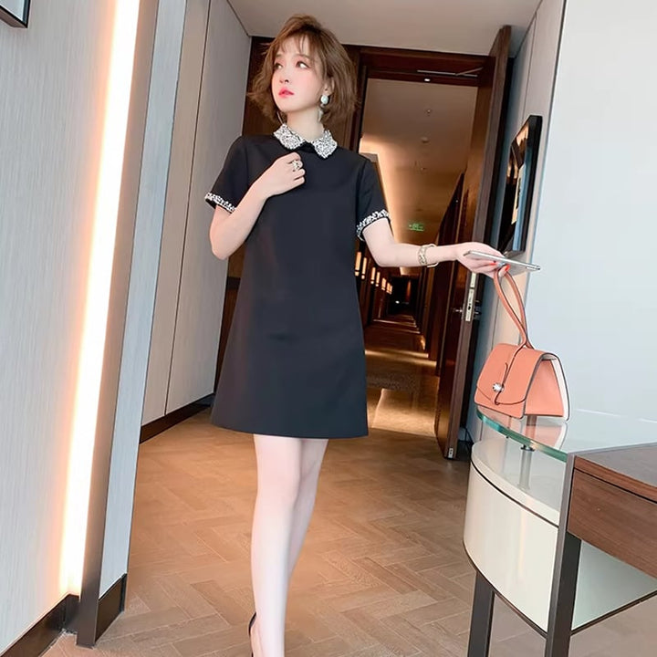 【dress】ラインストーン付きミニワンピース Q8435