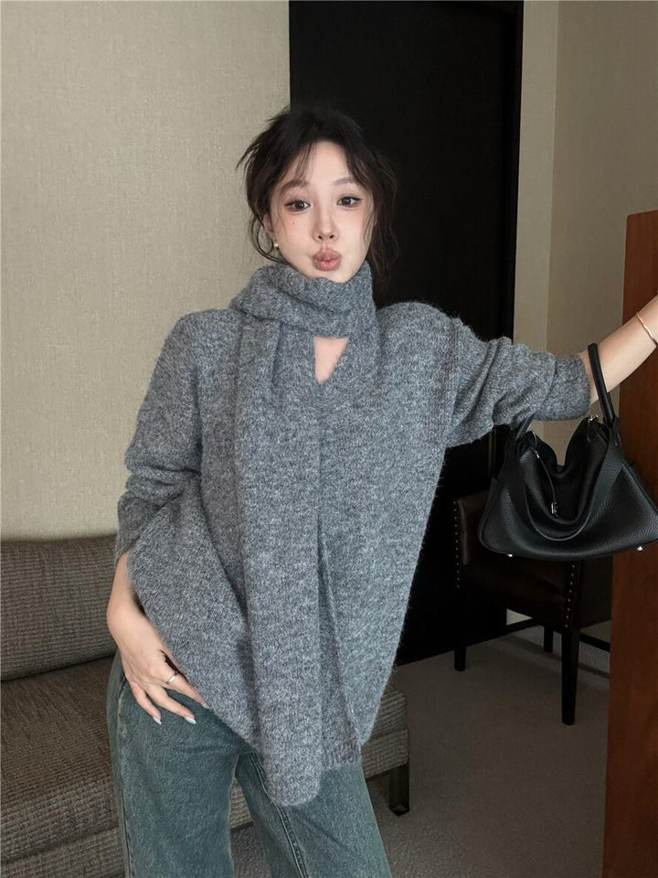 【tops】ニットセーターマフラー付き　M28669