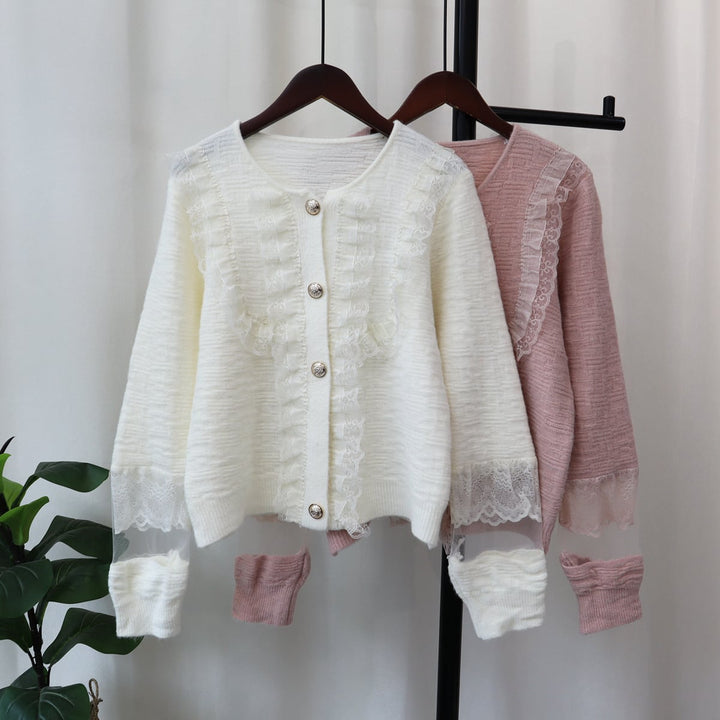 【outer】クルーネックドッキングニットカーデ　M17984