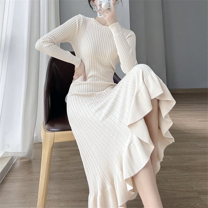 【dress】フリルニットワンピース　M18383