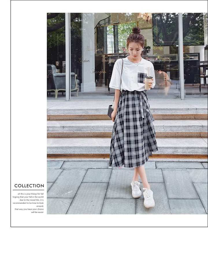 【dress】輝いて超人気 ! チェック柄切り替えワンピース　M16802