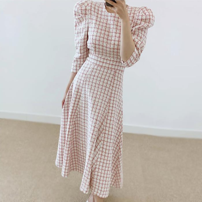 【dress】チェック柄ワンピース　M26544