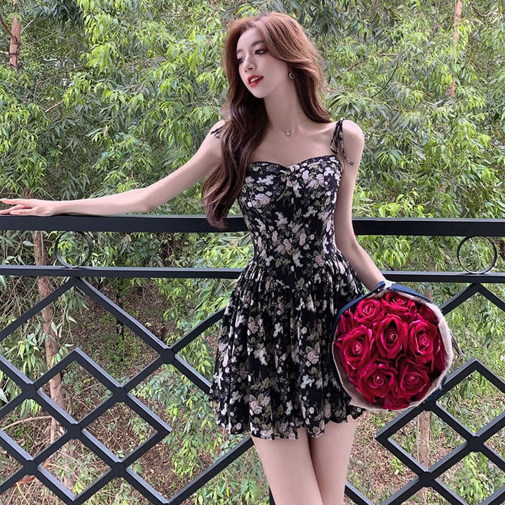 【dress】細身効果抜群♪花柄キャミワンピースオシャレ　M17224