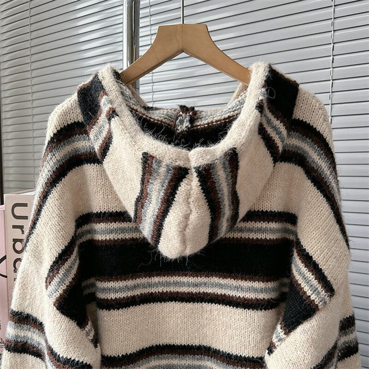 【outer】ボーダー柄ニットカーデ　M18737