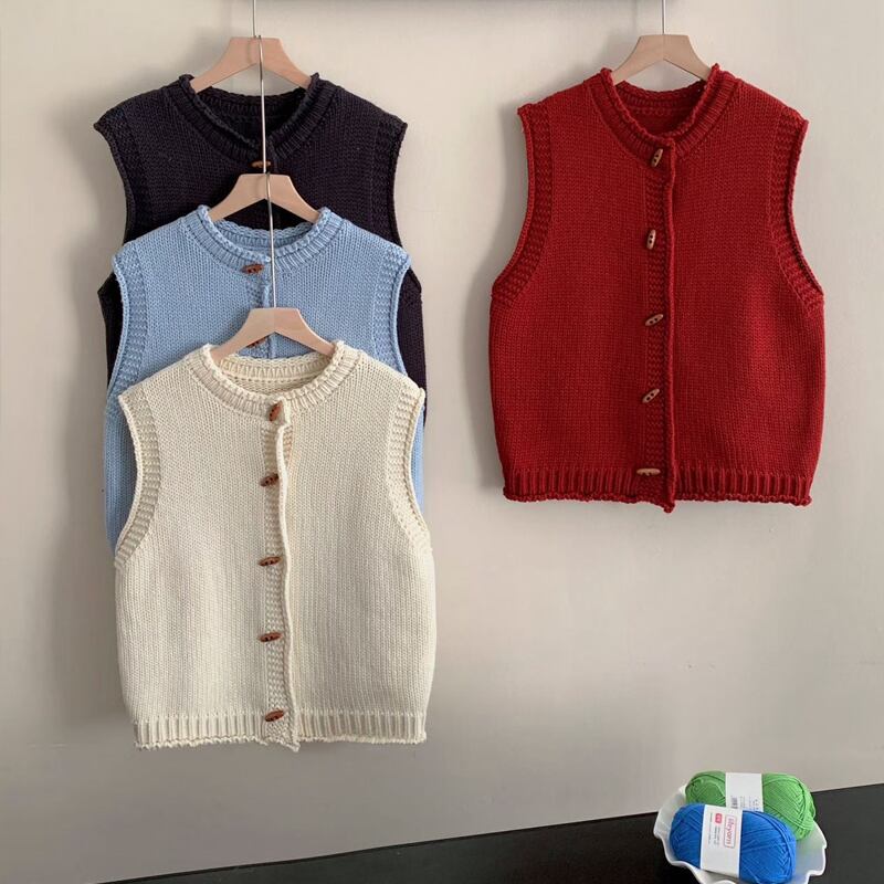 【tops】4色展開ニットベスト Q8062